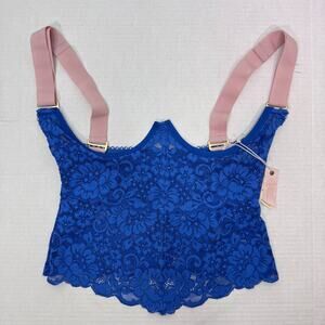 We are HAH Top Womens Small Lace Bralette Floral Sheer Lingerie Festival Rave